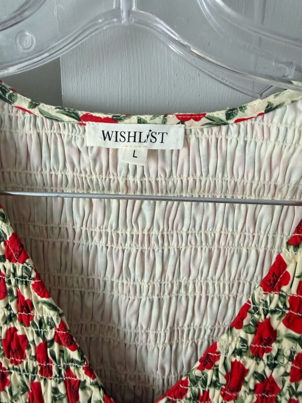 Wishlist Red and Green Floral Smocked V-Neck Dress - Picture 5 of 6